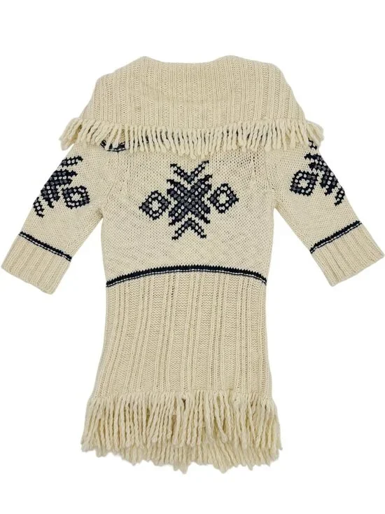 RARE Hollister Fringe Hem Cream Cardigan | Boho Indie Sleaze Coastal Cowgirl Y2K - Picture 15 of 16